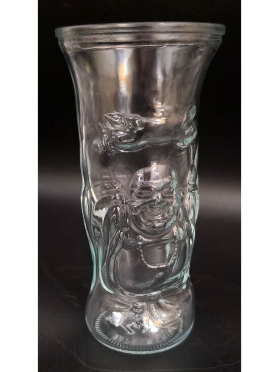 Other - Vintage Lucky Buddha Clear Glass Tumbler Cup 6.5” Embossed Smiling Buddha Barwar